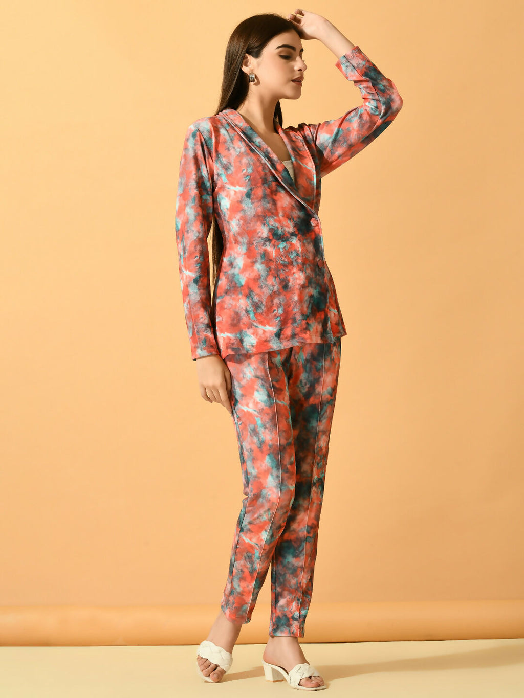 Myshka Women's Multi Printed Coat With Trousers | Grocsy