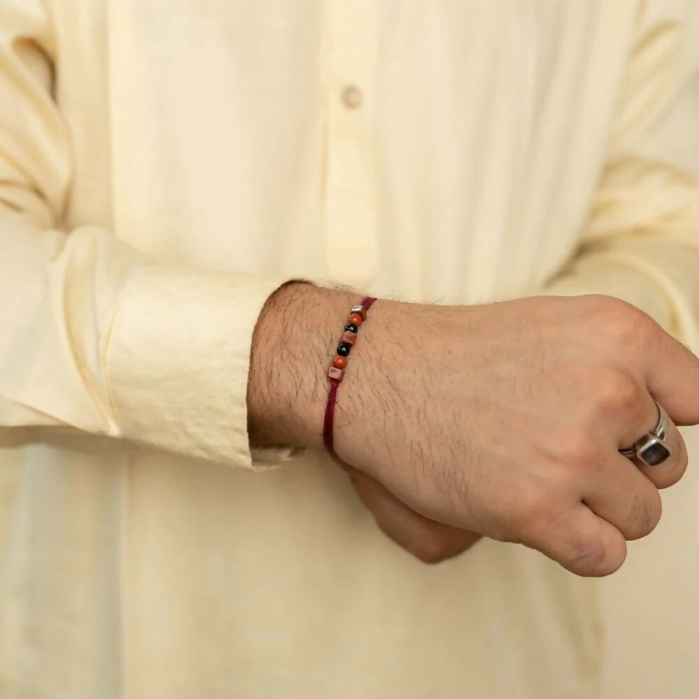 Indianvibez Bodh Grounded Resilience Real Crystal Stone Rakhi With Authenticity Certificate | Grocsy