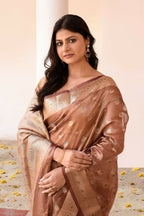 Joban Fashion Copper Pure Banarasi Tissue Saree | Grocsy