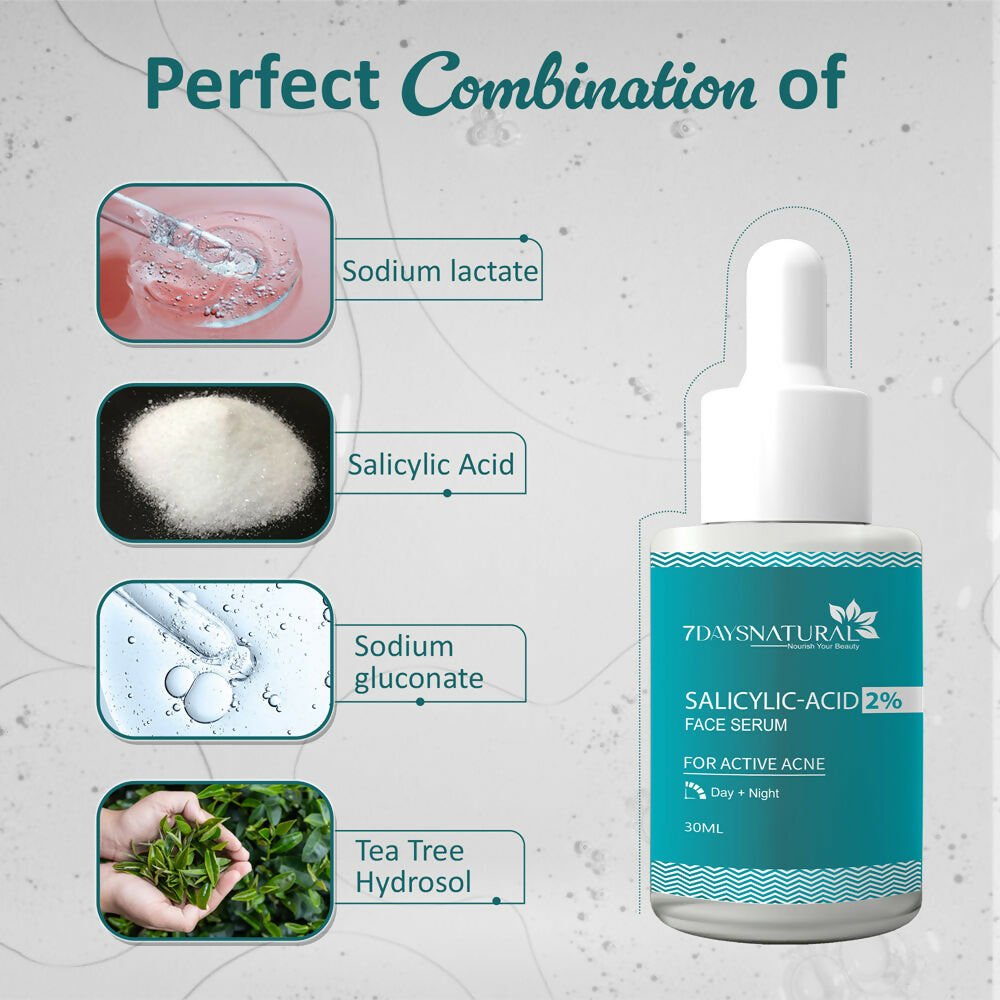7 Days 2% Salicylic Acid Serum for Acne, Blackheads & Whiteheads Removal | Grocsy