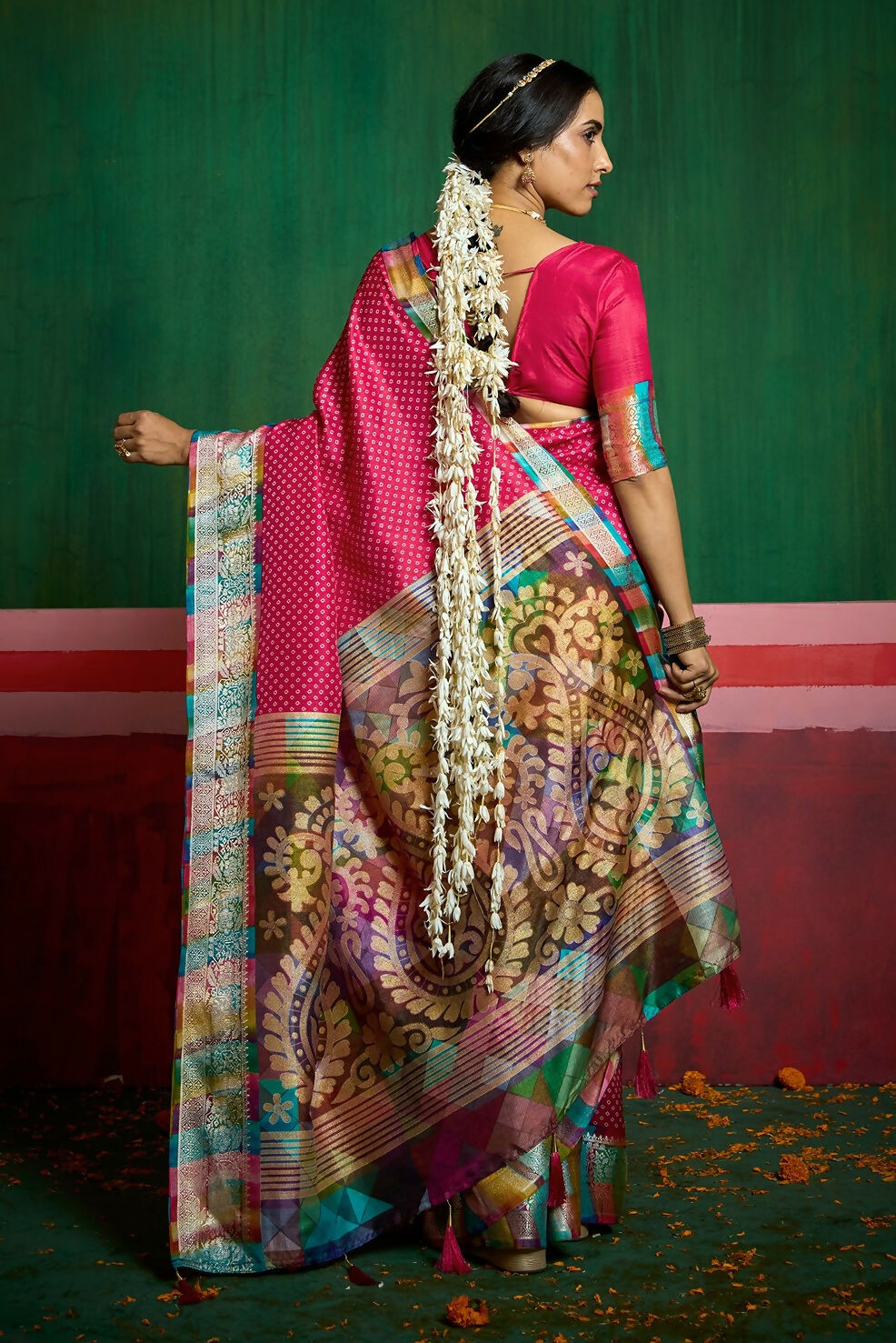 Joban Fashion Tushar Silk Pink Colored With Zari Border And Designer Pallu Saree | Grocsy
