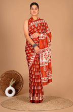Exclusive Collection Red Beautiful Mulmul Cotton Saree | Grocsy