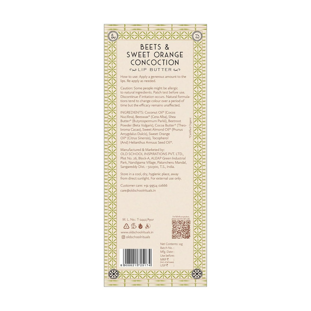 Old School Rituals Beets & Sweet Orange Concoction Lip Butter | Grocsy
