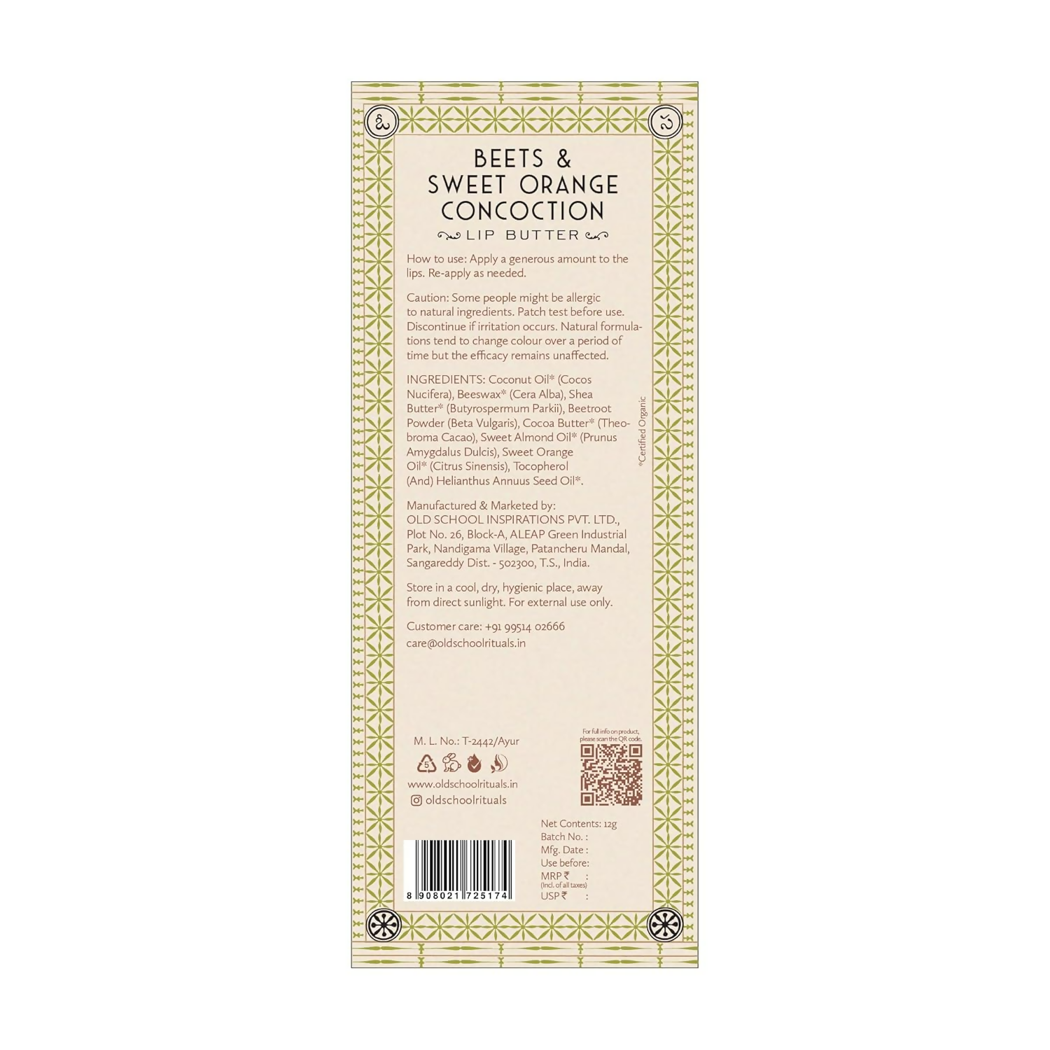 Old School Rituals Beets & Sweet Orange Concoction Lip Butter | Grocsy