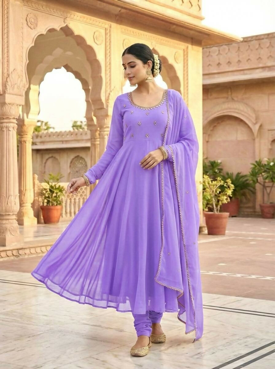 Teeya Creation New Trendy Stylish Anarkali Gown Set - Lavender | Grocsy