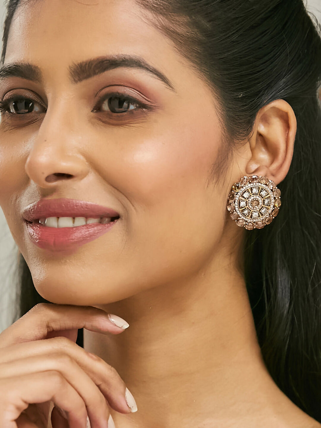 Nuyug 22k Gold Plated Round Stud Earrings | Grocsy
