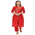 Lagi Women's Red Poly silk Straight Embroidred Kurta Pant (RO115B) | Grocsy