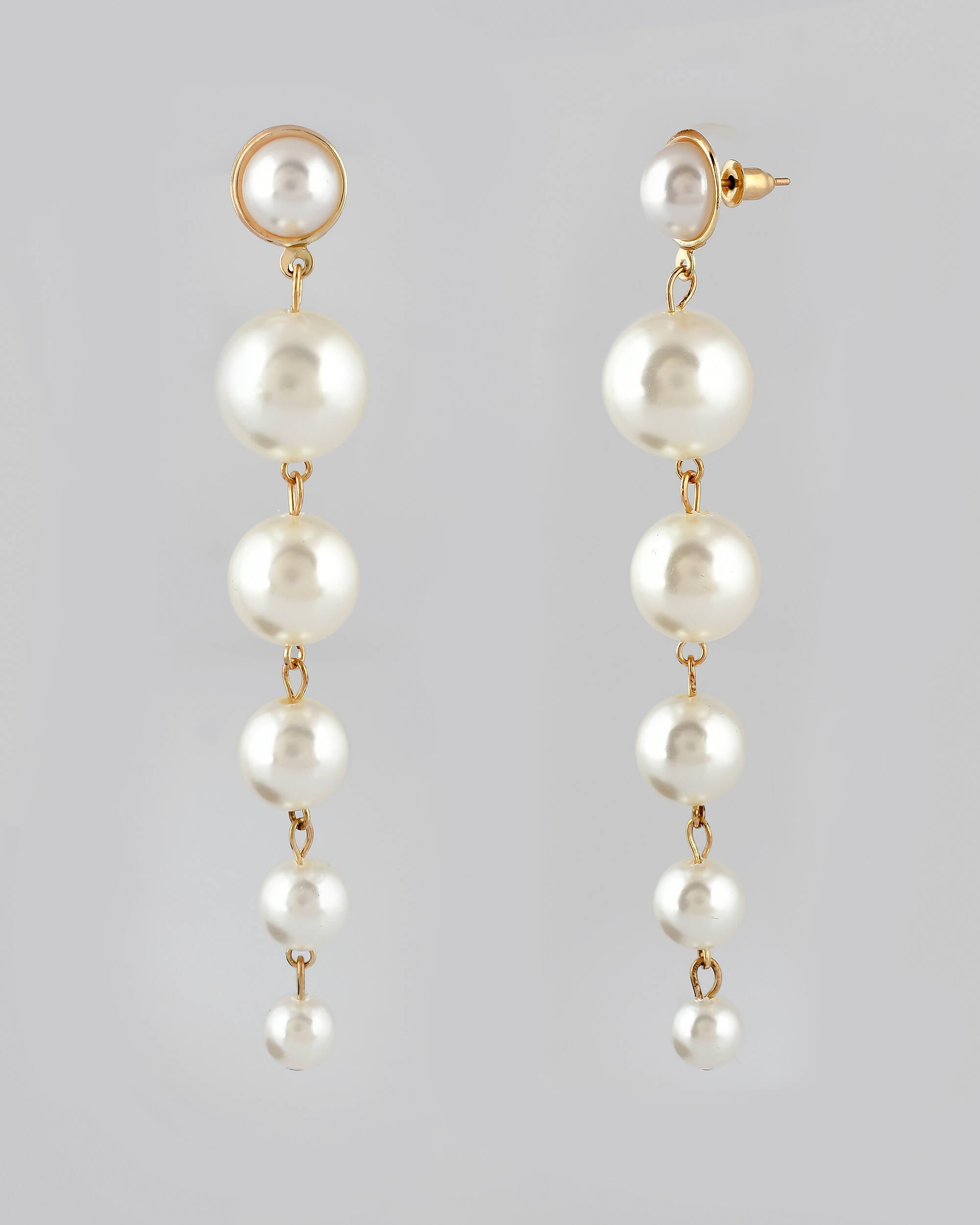 VOJ Women Gold Tone Pearl Stainless Steel Drops & Danglers Earrings