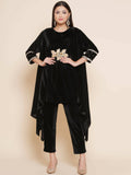 Women Republic Black Velvet Kaftaan Style Kurta With Pants | Grocsy