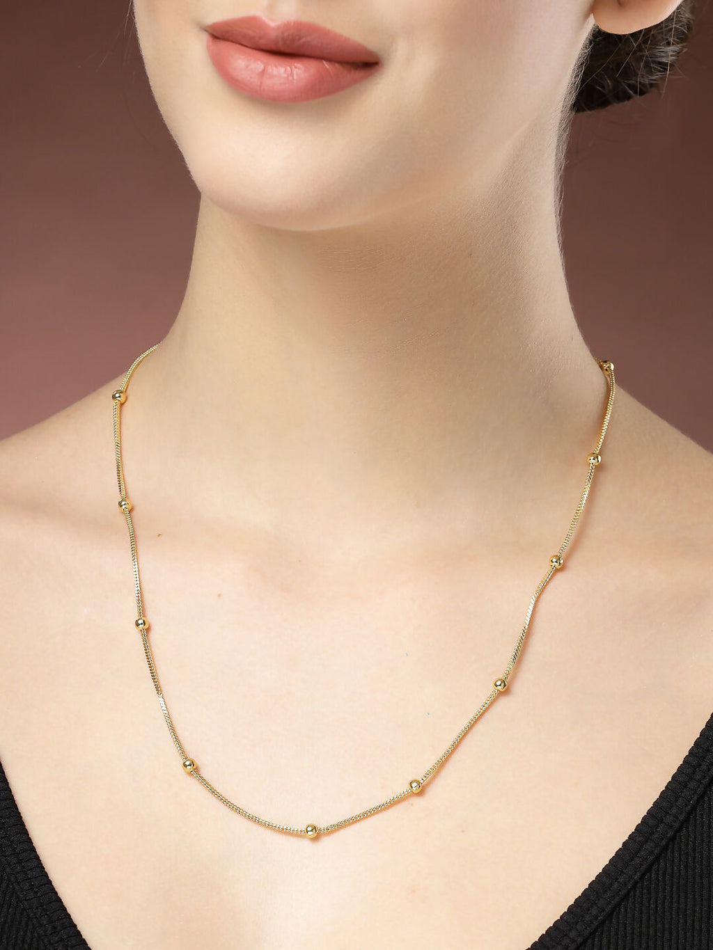 NVR Women's Gold-Polished Minimal Chain | Grocsy