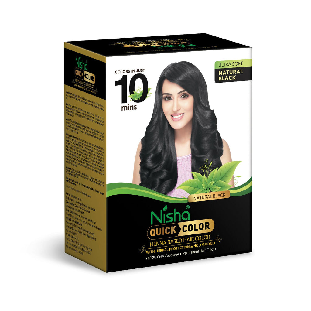 Nisha Quick Color Henna-Based Hair Color-Natural Black | Grocsy