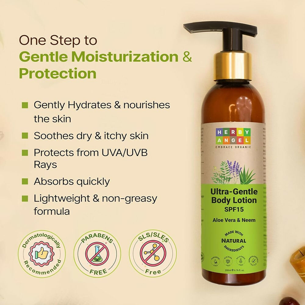 Herby Angel Ultra Gentle Body Lotion with SPF 15 for Babies & Kids | Grocsy
