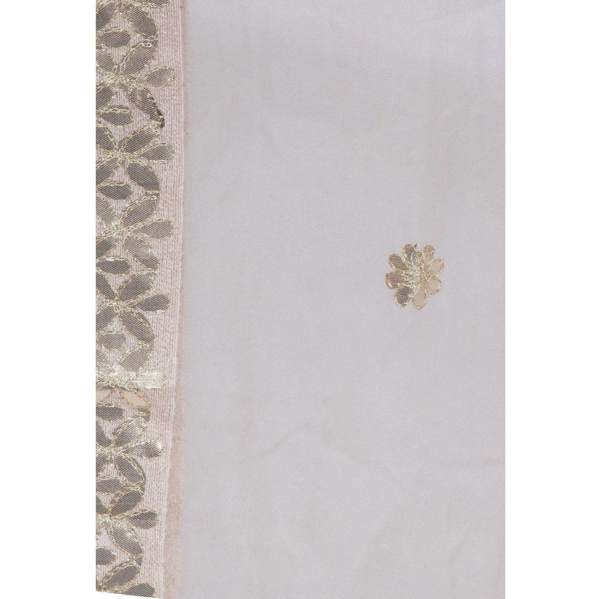 A R Silk Women's Gotta Patti Embroidery Orgenza Cotton White Dupattas and Chunnis | Grocsy