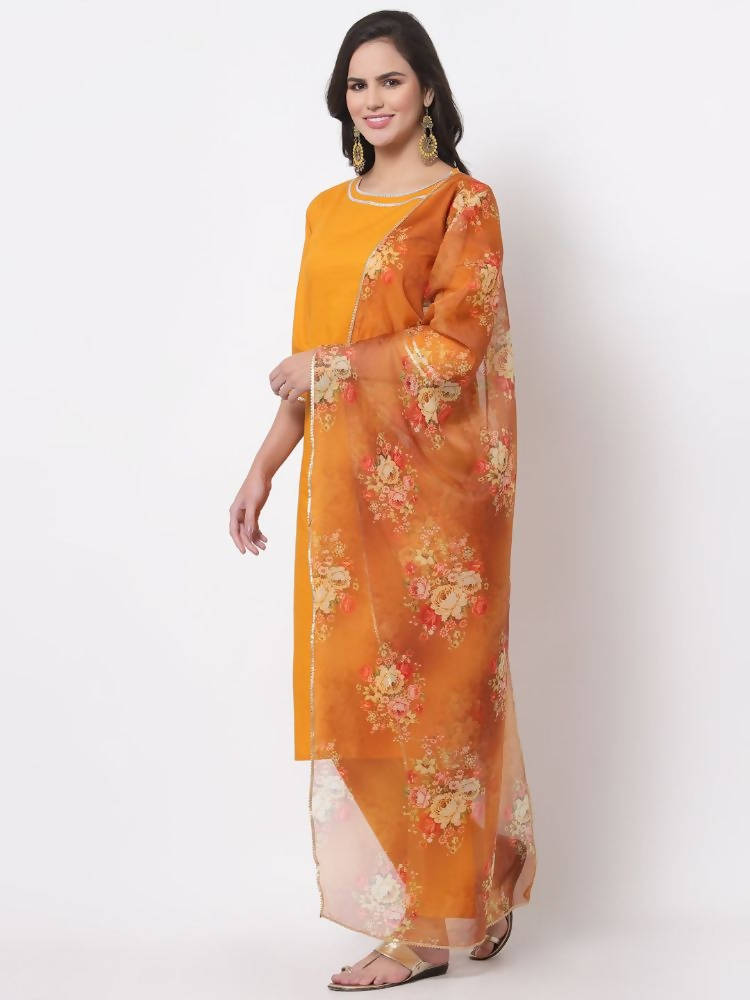 Myshka Trendy Women's Cotton 3/4 Sleeve Round Neck Casual Kurta Pant Dupatta Set | Grocsy