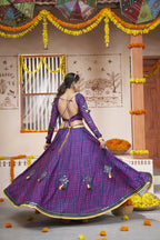 Blue Rayon All over Print with Embroidery Patch Work Navratri Lehenga Choli with Dupatta - Raas | Grocsy