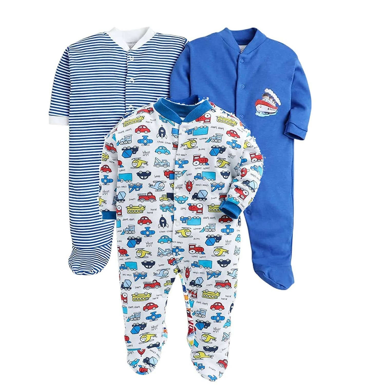 Daddy - G Rompers/Sleepsuits/Jumpsuit /Night Suits for New Born Babies - Royal Blue | Grocsy