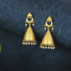 Joban Fashion Women Matte Gold Brass Jhumka | Grocsy