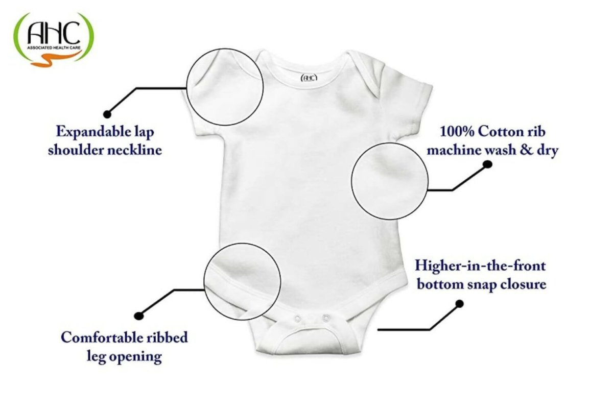 AHC Soft Cotton Short-Sleeve Bodysuits Solid Onesies New Born Infant Dress - Blue/Grey/Green | Grocsy
