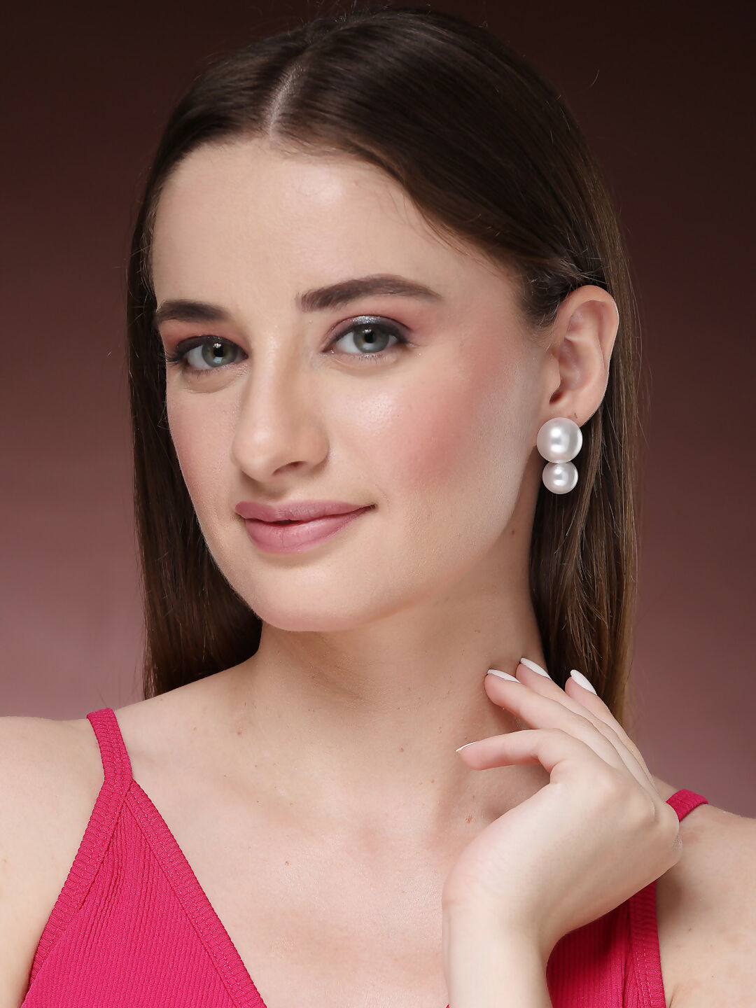 NVR Women's White Pearl Gold-Polished Circular Drop Earring | Grocsy