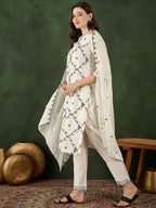 Sangria Embroidered Kurta & Trouser With Dupatta | Grocsy