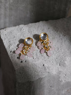 Gold-Toned White Kundan Contemporary Gold-Polished Drop Earrings - Ruby Raang | Grocsy