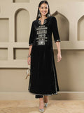 Joban Fashion Women Black Velvet Hand Embellishment Stitched Kurta Set | Grocsy