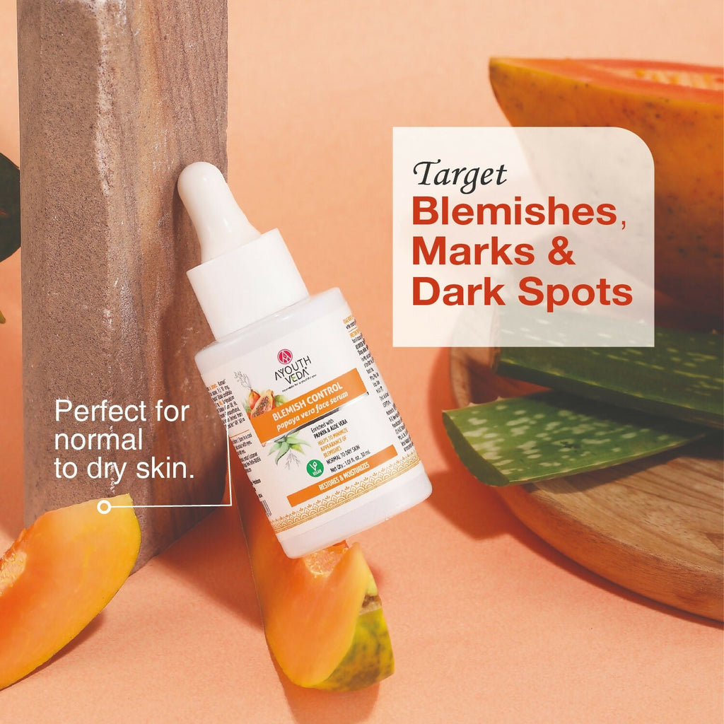 Ayouthveda Blemish Control Papaya Vera Face Serum | Grocsy