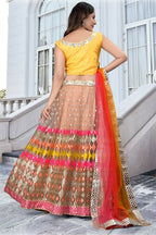 Jyoti Fashion Multicolor Mirror & Sequence Embroidery Butterfly Net Lehenga Choli with Dupatta | Grocsy