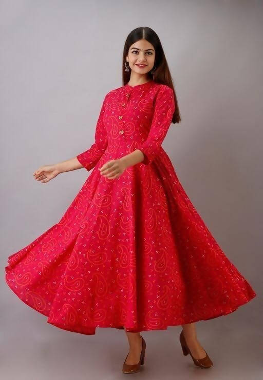 Vamika Rayon Pink Party Wear Kurti | Grocsy