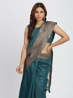 Shree Shyam Fashion Linen Cotton Sea Green Saree | Grocsy