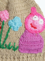 Chutput Kids Woollen Hand Knitted Flower And Animal Detail Cap - Beige | Grocsy