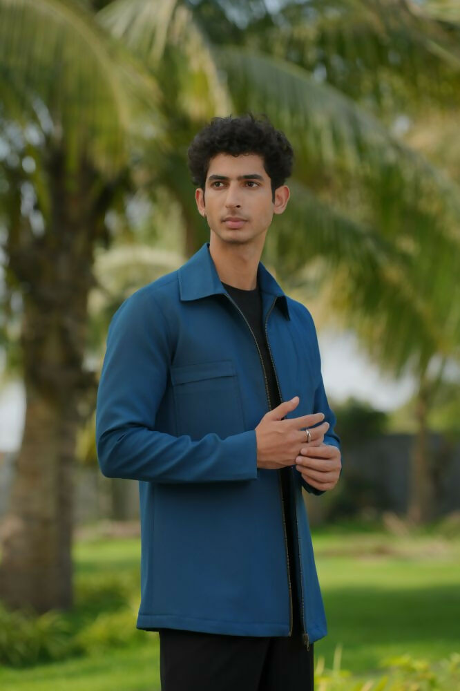 Sleek Teal Blue Shacket by Hilo Design | Grocsy