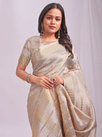 Shree Shyam Fashion Organza Cream Saree | Grocsy