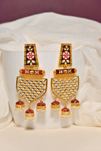Maroon Traditional Gold-Polished Meenakari Jhumka Jhumki Earrings Indian Jewellery For Women Girls By House of Ree - Swadesiicart