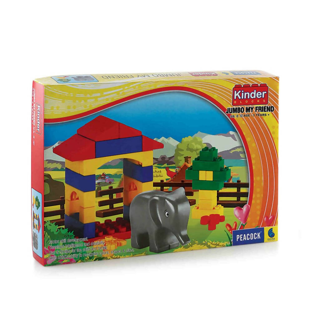Peacock Jumbo My Friend Learning & Educational Building Interlocking Blocks Set For Kids | Grocsy