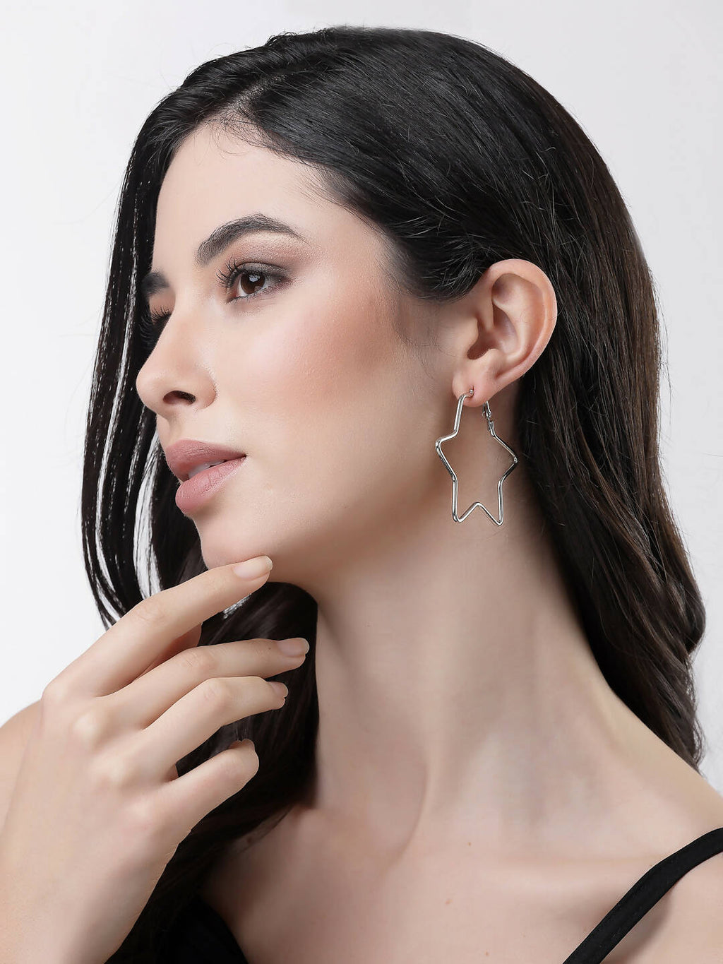 NVR Women Gold-Toned Geometric Hoop Earrings | Grocsy