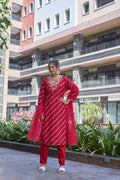 Joban Fashion Red Premium Pure Viscose Print Dola With Handwork Kurta Set | Grocsy