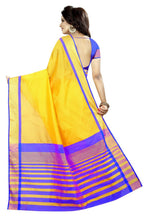 Vamika Yellow Cotton Silk Weaving Saree (MASTANI ROYAL BLUE) | Grocsy