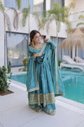 Teeya Creation Womens New Bollywood Stylish Super Silk With Rich Sequins Embroidered Work Kurta Set | Grocsy