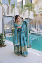 Teeya Creation Womens New Bollywood Stylish Super Silk With Rich Sequins Embroidered Work Kurta Set | Grocsy