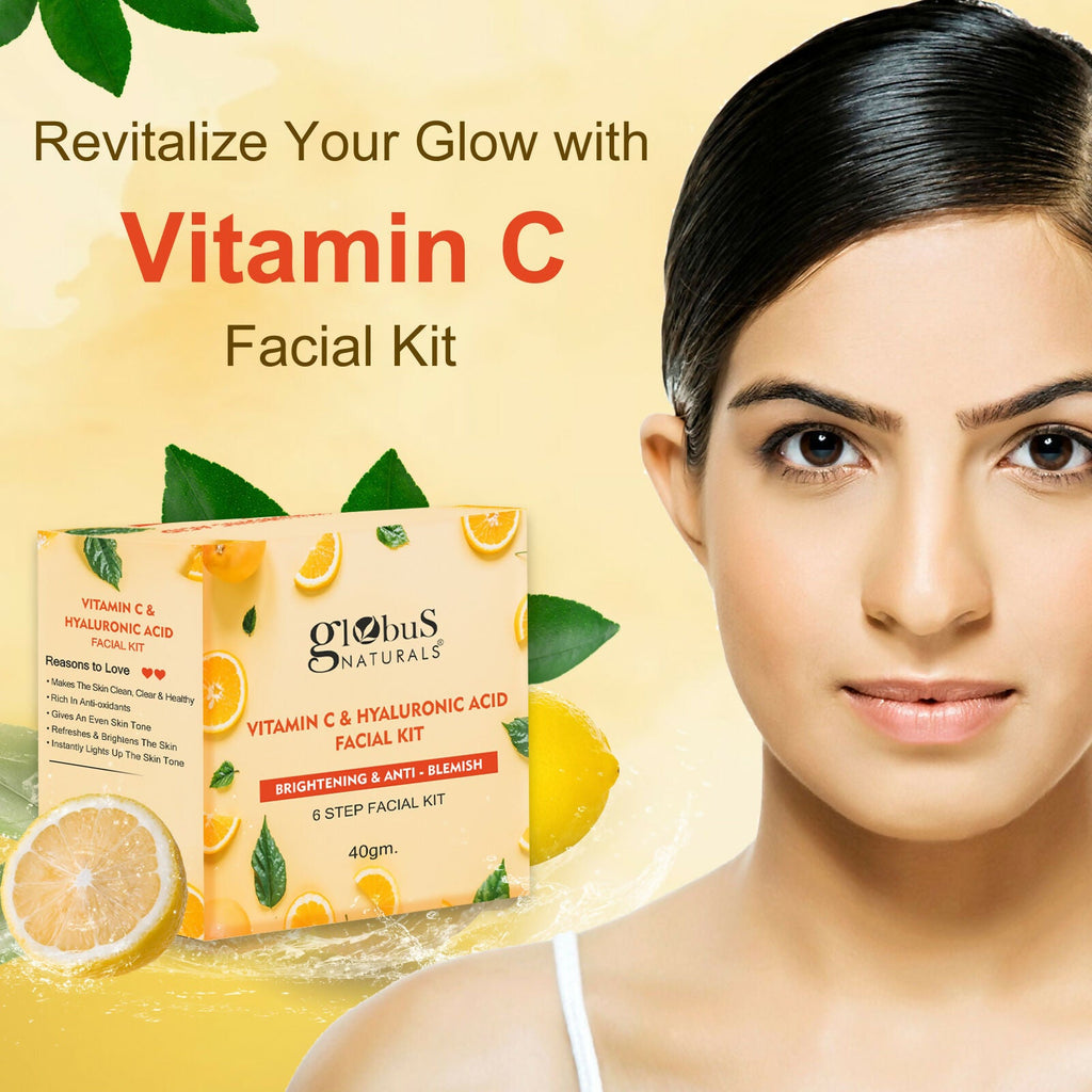 Globus Naturals Vitamin C & Hyaluronic Acid Facial Kit | Grocsy