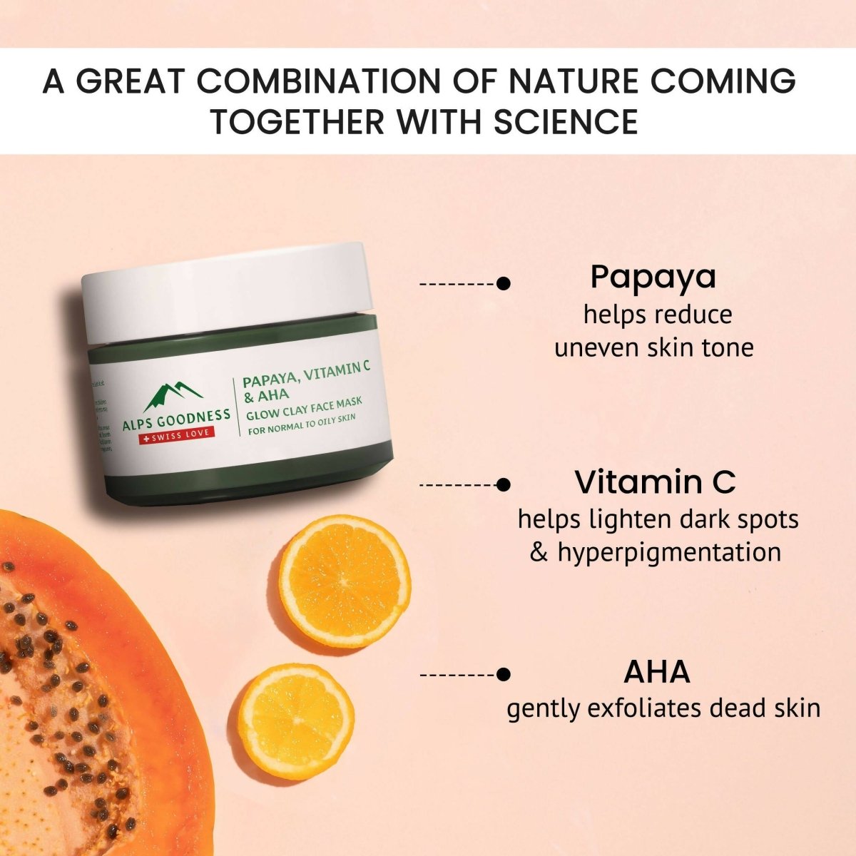 Alps Goodness Papaya, Vitamin C & AHA Glow Clay Face Mask | Grocsy