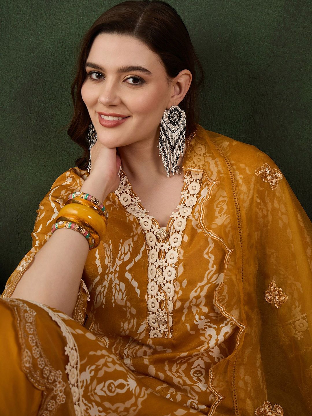 Sangria Embroidered Kurta & Trouser With Dupatta | Grocsy