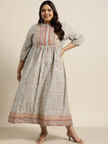 Juniper Women`s Grey Rayon Fusion Wear Printed A-line Dress | Grocsy