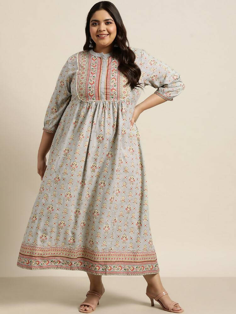 Juniper Women`s Grey Rayon Fusion Wear Printed A-line Dress | Grocsy