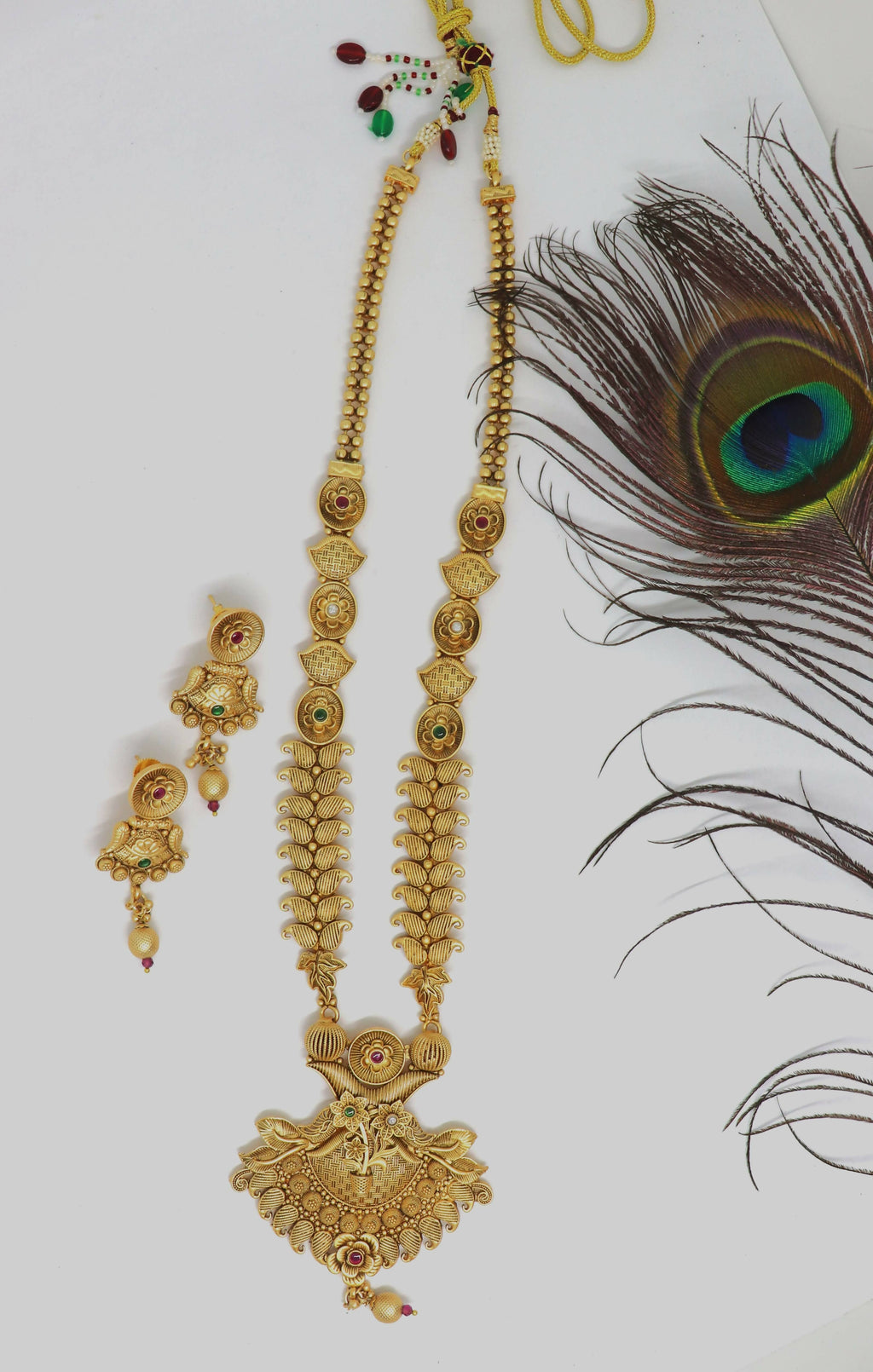 Joban Fashion Mango Design Gold Pure Brass With Rajwadi Polish Necklace Set | Grocsy
