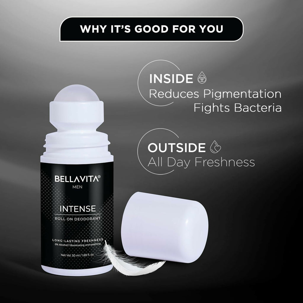 Bella Vita Intense Natural Underarm Roll On Deodorant for Men | Grocsy
