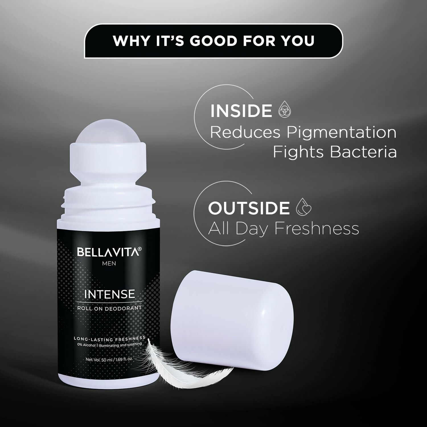 Bella Vita Intense Natural Underarm Roll On Deodorant for Men | Grocsy