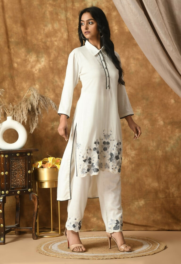Joban Fashion White Cotton Rayon Kurta Set | Grocsy