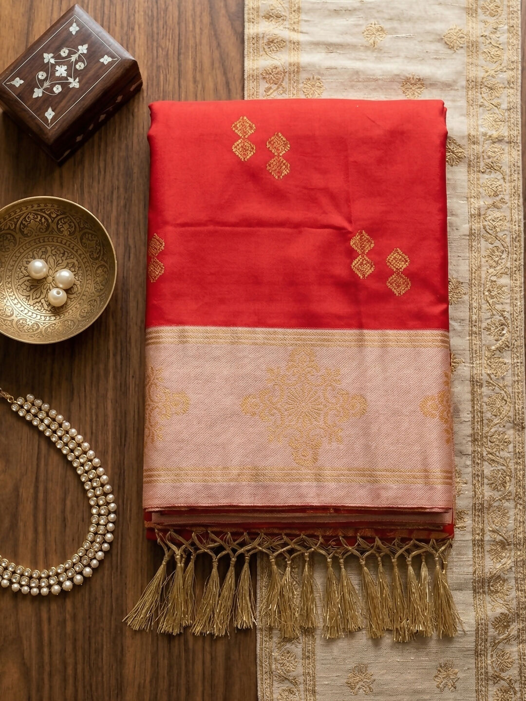 Shree Shyam Fashion Red Soft Silk Saree | Grocsy